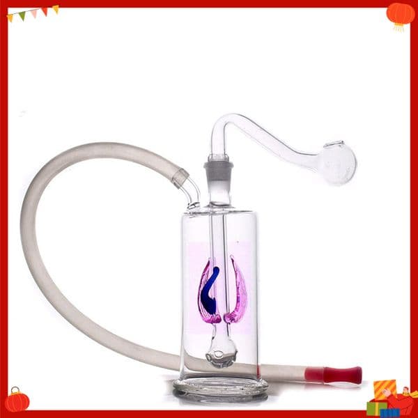 Colorful Flower Inner Water Bubblers Glass oil burner Pipes cheap Mini water Bongs with 10mm Male Smoking oil banger bowl and silicone hose