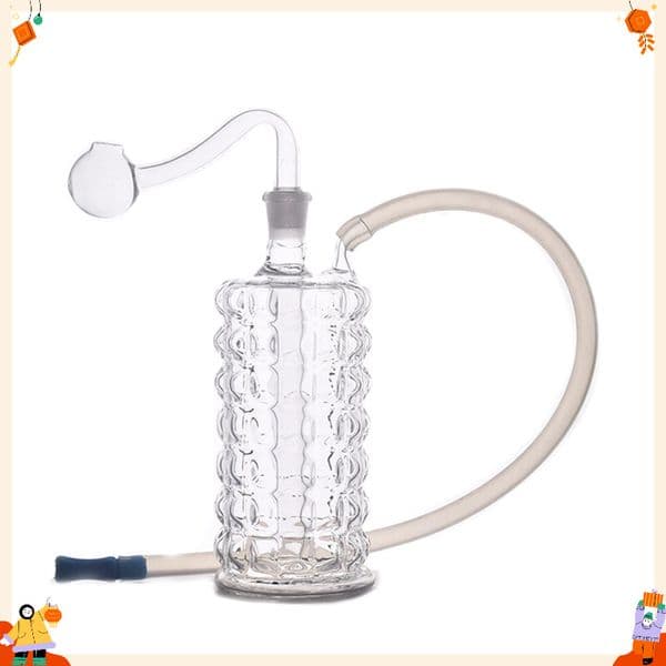 Super Thick heady Glass Oil Burner Bubbler Pipe Mini Percolator Water Bong Hookah Recycle Portable Hand Smoking With banger oil Bowl Slide and Soft Silicone hose