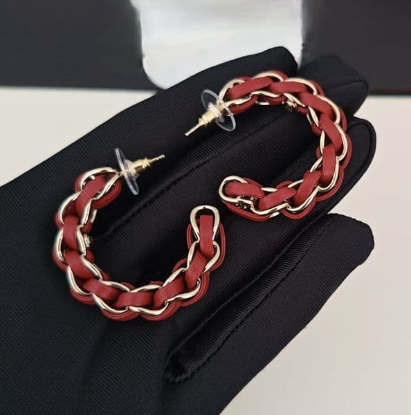 Luxury Fashion Women Charms Earrings Yellow White Gold Plated Weaved Leather Earrings Hoops For Women for Party Wedding Jewelry Gift