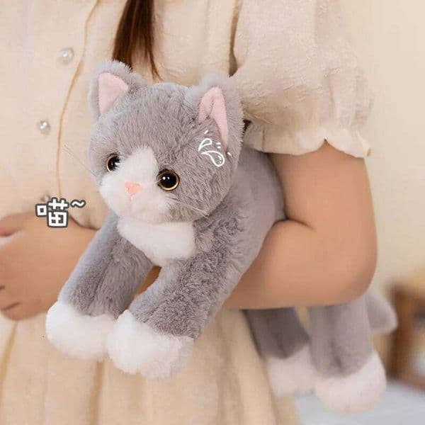 53CM Cute Simulated Cat Doll Toy Stuffed Soft Animal Plush white Gray Kitten Pillow Kids Girls Birthday Gift Pet Toys Deco