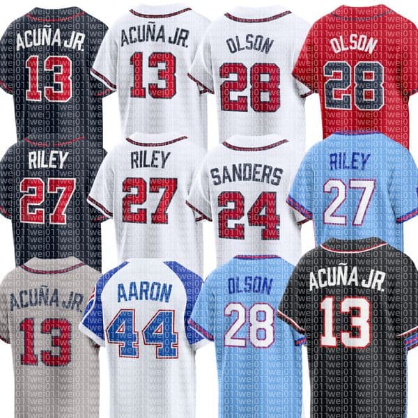 Braves Baseball Jerseys - Ronald Acuna Jr Ozzie Albies Matt Olson Chris Sale Austin Riley Drake Baldwin Michael Harris II Mike Yastrzemski Reynaldo Lopez Grant Holmes