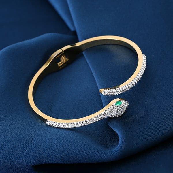 Bracelet European And American Simple Stainless Inlaid Diamond Snake Bracelet Titanium Steel Accessories Factory Direct Supply Ins Style Jewelry Wholesale