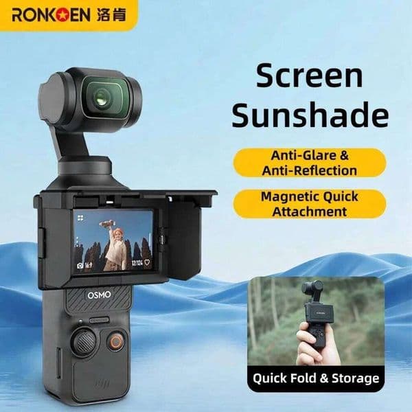 Ronkoen For DJI Osmo Pocket 3 Screen Hood Magnetic Foldable Anti-Glare Sunshade Lightweight 14g Action camera accessories