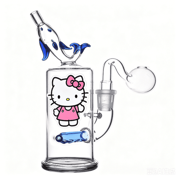 Portable Newest Design Cute dolphin shape Glass oil burner bong Hookah Bubbler for smoking perc water pipes hookah with 14mm Glass banger tobacco bowl