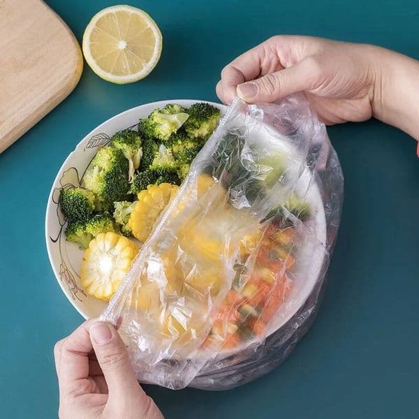 Disposable household portable plastic wrap cover, elastic shower cap style vegetable cover ddmythur