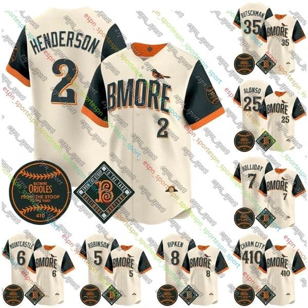 Baltimore Oriole 2026 City Connect Jersey Pete Alonso Adley Rutschman Gunnar Henderson Jackson Holliday Ryan Mountcastle Brooks Robinson Cal Ripken Stitched