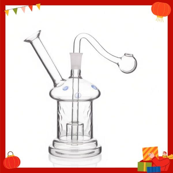 Travel Colorful Mini Cute Novelty 10mm female Glass Bongs Water Pipe Mushroom Shape Glass oil burner Pipe With 10mm male smoking oil banger bowl
