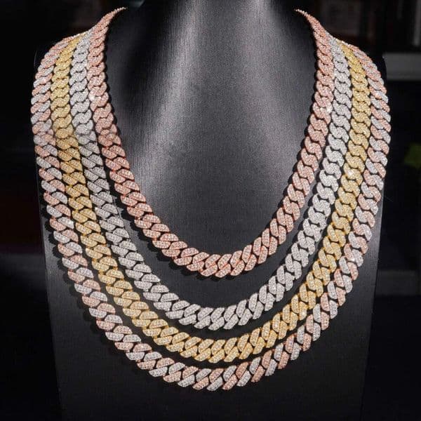 Price Hip Hop Men Rose Gold Miami Necklace in 925 Silver 8mm Iced Out Moissanite Cuban Link Chain Rock Jewelry