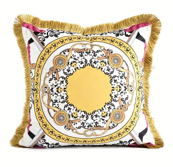Pillow Series Cushion/Decorative European Fashion Pillow Tassel Model Designer Sofa Square Pillow Model Villa Living Room Bedroom Decorative Square Cushion