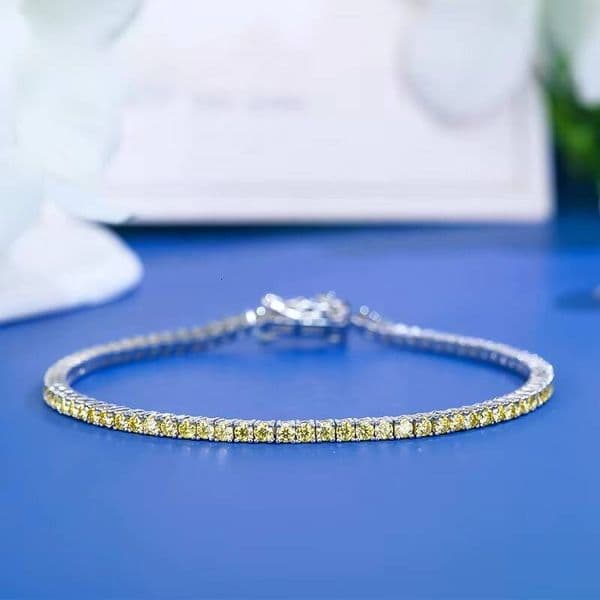 Latest Design Premium Moissanite Bracelet Yellow Tennis Chain Girls Bracelet Jewelry Classic Jewelry