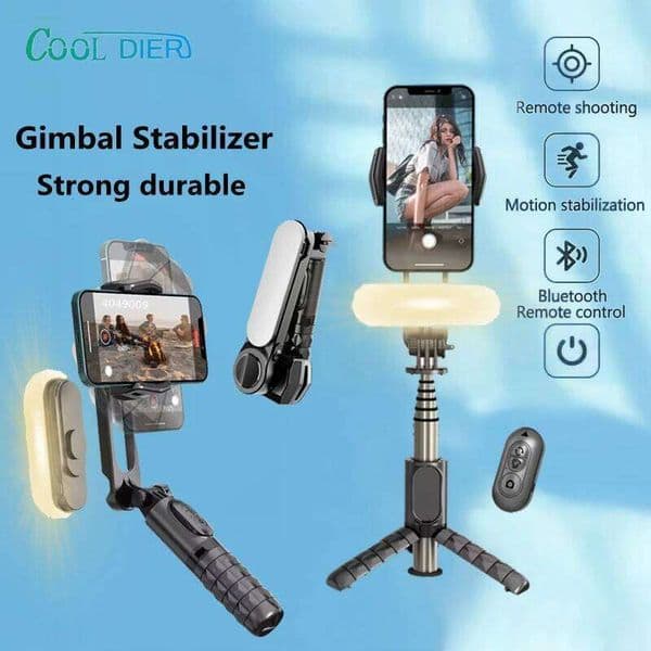 2026 New AI Wireless Bluetooth Selfie Stick Tripod Handheld Gimbal Stabilizer Monopod With Fill light for IOS Android