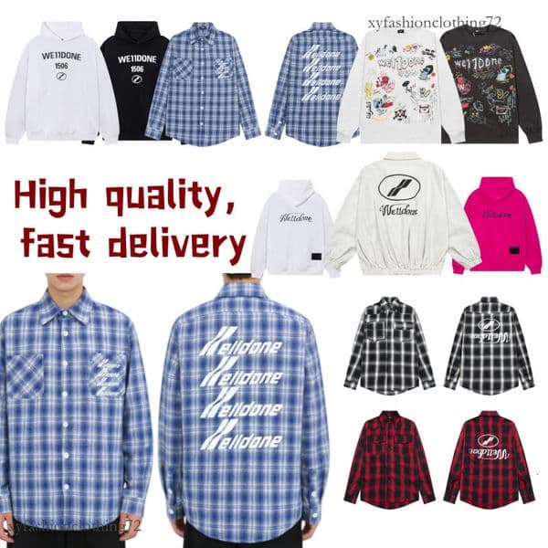 2026 Hot Sale Wel1Done High Street Graphic Print Hoodie, Unisex Oversize Washed Soft Cotton Casual Loose Streetwear Hooded Sweatshirt 98 99 86