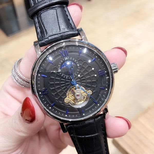 Tourbillon Moon Phase designer men Luxury brand wristwatch Mechanical movement leather strap man clock free shipping