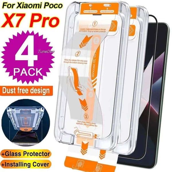 1-4pcs Dust Free Screen Protectors Xiaomi Mi Poco X7 Pro 9H Hardness Tempered Glass With Installation Kit For POCO X7Pro 5G