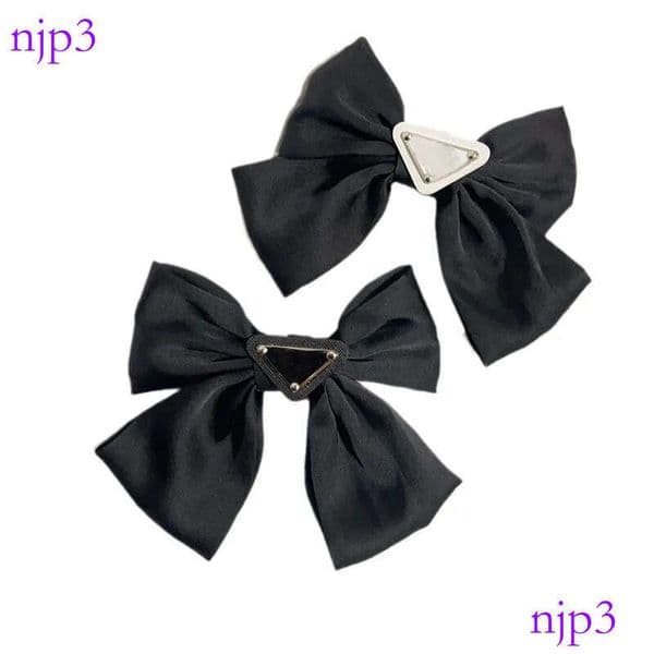Fashion Designer Triangle Lovely Girls Accessories Black White Hair Bows Clips Barrettes Letter Girl Woman Jewelry