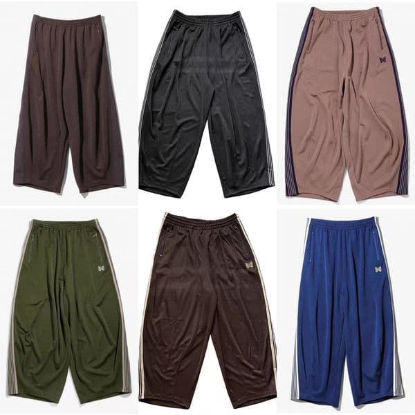 Needles Pants Japanese classic black brown wide-leg HD butterfly embroidery lantern-style high street striped webbing Joggers casual NeedlesTrousers pants a6