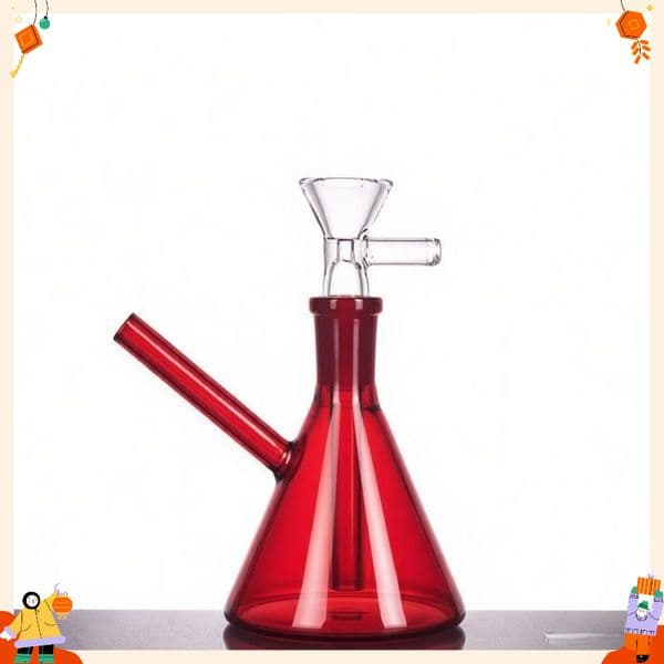 Wholesale Red Mini Glass Beaker Bong Water Tobacco Pipe Bong with 14mm Male Downstem Glass Tobacco banger Bowl in stock