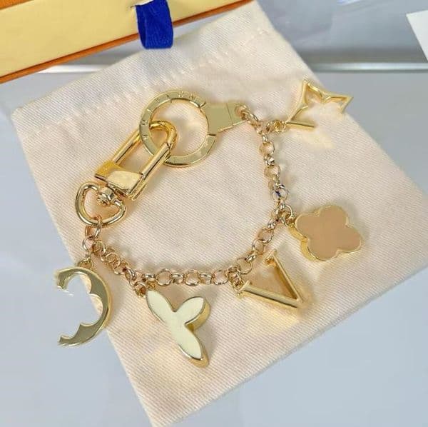 With box Fashion Bag charm Brands Keychains Handbags chain Designer Keychains Metal flower chain tassel key ring accessories - perfect Christmas gift for her