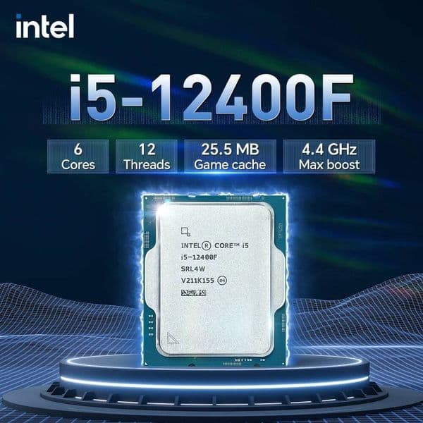 Intel Core i5 12400F 25GHz CPU Processor LGA 1700 65W 6-Core 12-Thread 10NM L318M without cooler