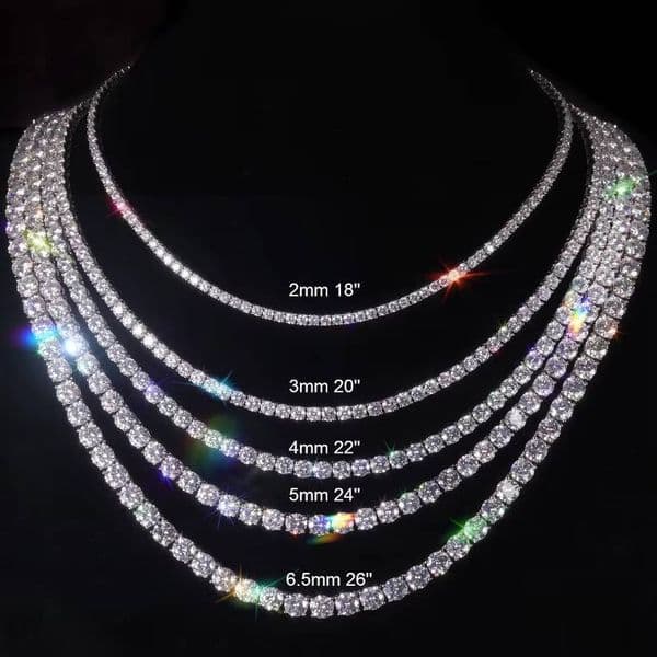 3MM 4MM 5MM Moissanite Tennis Necklace Moissanite Manufacturer Jewelry Gift Hip Hop Fashion Cuban Chain Necklace
