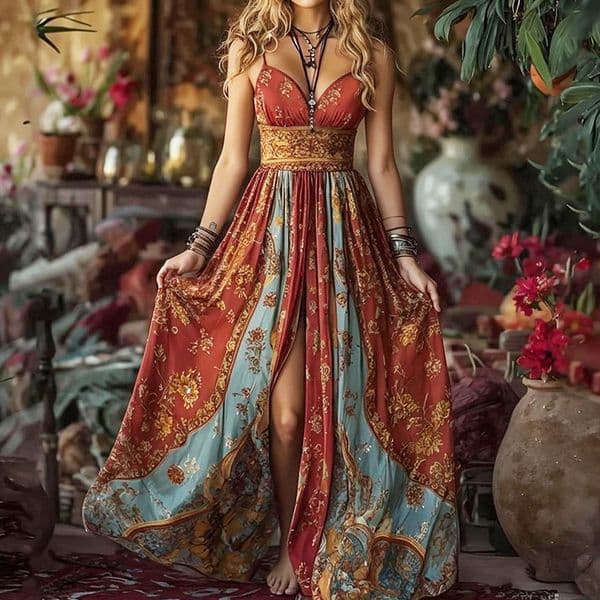 LN1640 2025 Summer New Strapless Backless Printed Long Dress