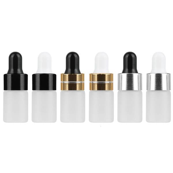wholesale 1 2 3 ML Mini Translucent Frosted Glass Dropper Bottle Sample Vial Jar Cosmetic Essential Oil Bottle Container with Glass Eye Droppe