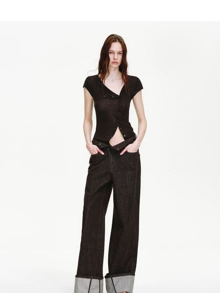C132. Eco-Friendly Soft Linen Denim Trousers with Reinforced Construction