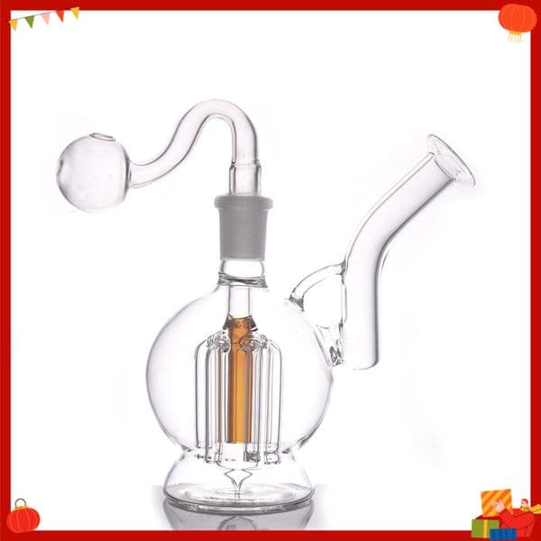 Wholesale 14mm Female Arm Tree Perc Glass tobacco Bong Colorful Glass Water Pipe Bubbler Hookahs Water Bongs With glass banger smoking bowl