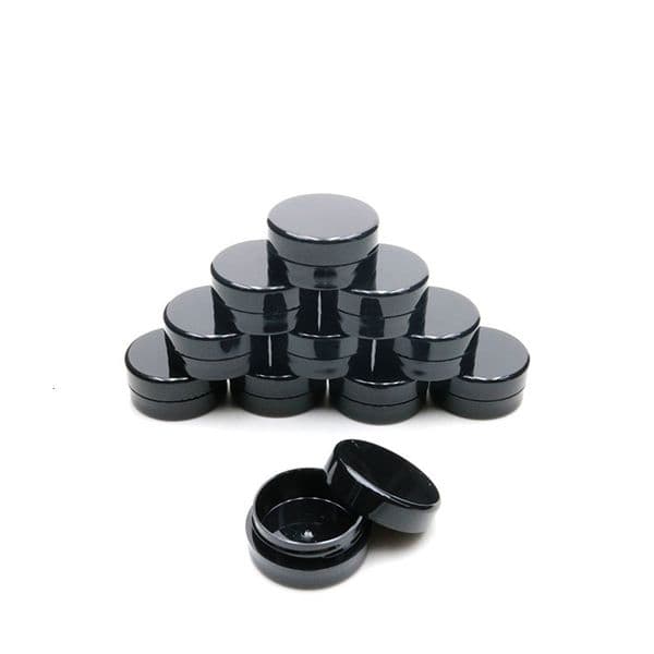 wholesale 3Gram Cosmetic Sample Empty Jar Plastic Round Pot Black Screw Cap Lid Small Tiny 3g Bottle for Make Up Eye Shadow Nails Powder Paint