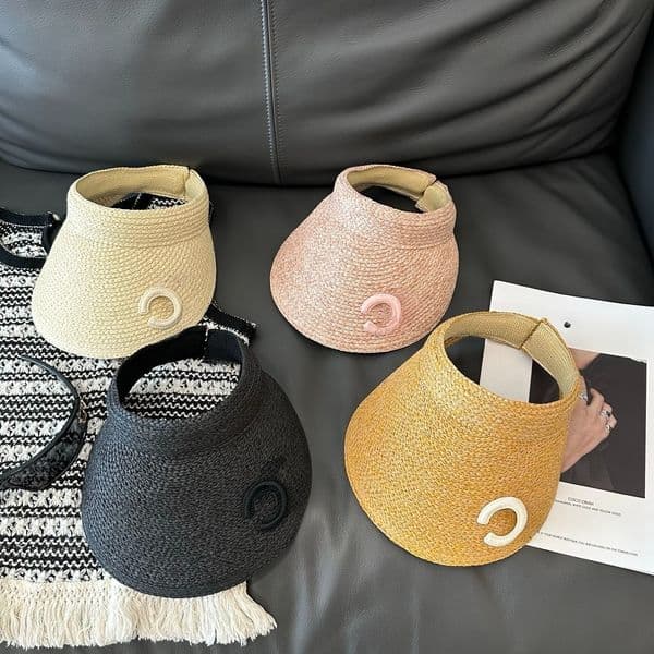 Designer Fashion Straw Sun Visors Hat Empty Top Woman Outdoor Visor Adjustable Casual Luxury Beach Sunhat Baseball Sport Hats Summer