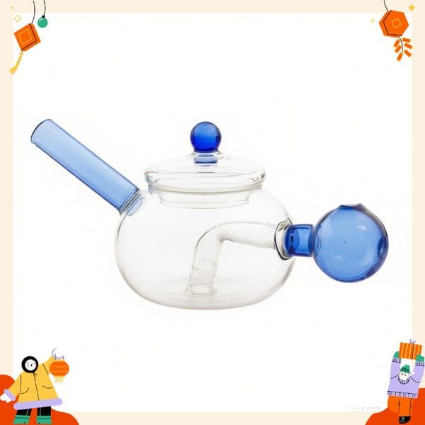 Wholesale colorful Mini Tea Pot Shape Hookah Glass Oil Burner Bong Thick Heady Smoke Filter Kits Shisha Water Pipe Bongs for Smoking