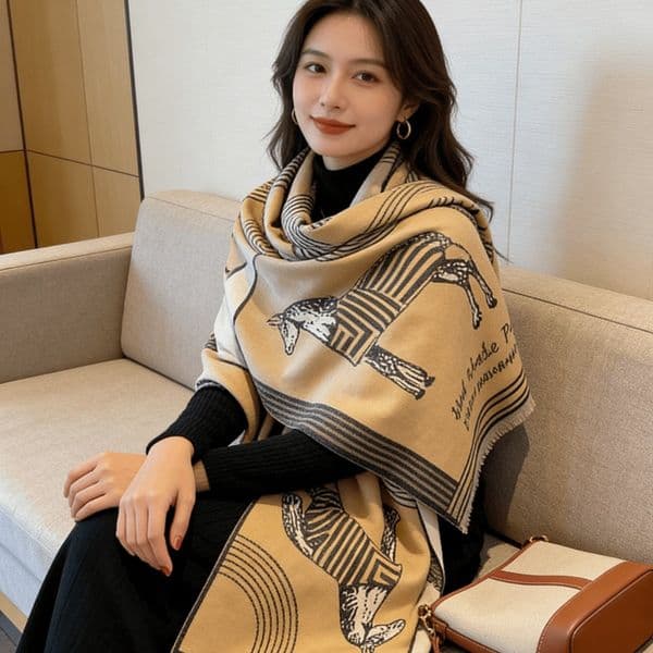 Designer Scarf Luxury Women's Shawl Anti Wool Scarf - Suitable for Autumn and Winter - Provides Outdoor Warmth - Fashionable and Versatile