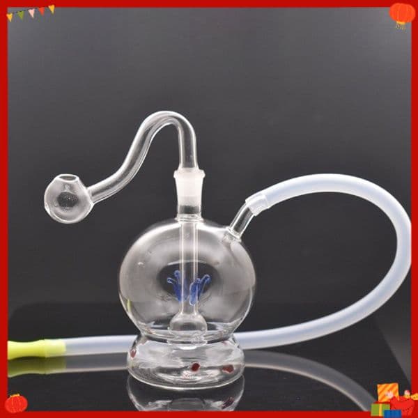 Wholesale Creative Round lamp Shape mini Hookahs glass oil burner pipe thick hookahs water tobacco bongs pipes 10mm Catcher bubbler for smoking