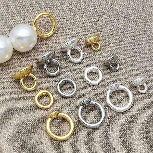 10pcs 18K Gold Plated Brass End Cap Making Ends Connector with Loop,Supplies For Jewelry DIY Bracelets Accessories