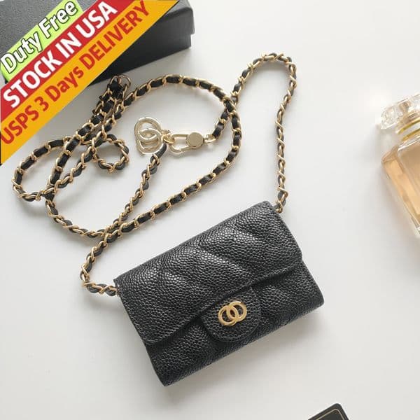 Ladies' luxury wallet designer caviar leather wallet card holder designer wallet ladies' wallet key bag small luxury wallet zipper wallet cute black sheepskin