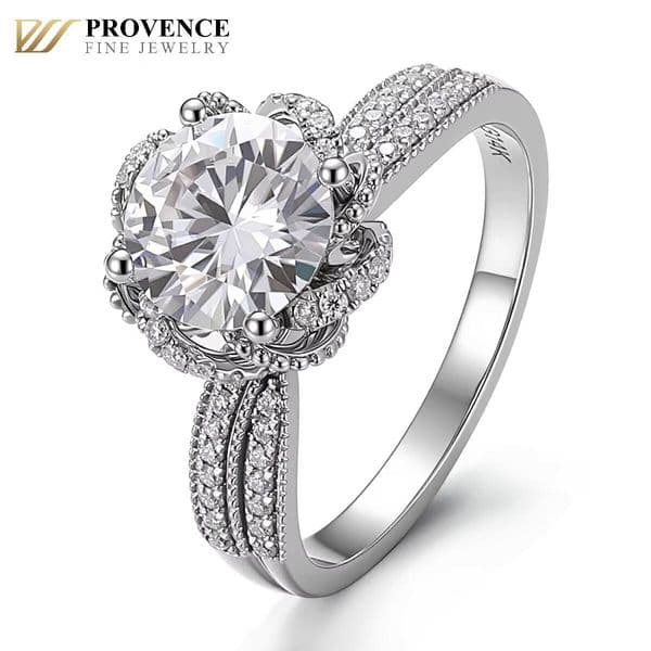 Classic Style 14K Solid White Gold 15CT Round Lab diamond Ring IGI Certified Lab diamond Engagement Ring Anniversary Ring