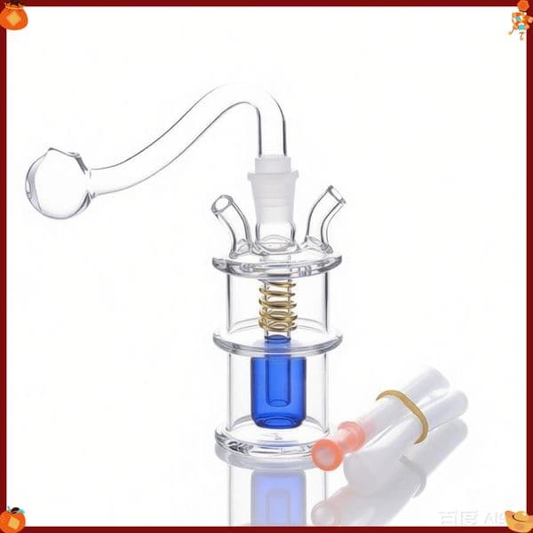 Creative Two Use Glass oil burner pipe MIni colorful water bottle bongs pipe with 10mm male Two silicone hose and Silicone straw hose