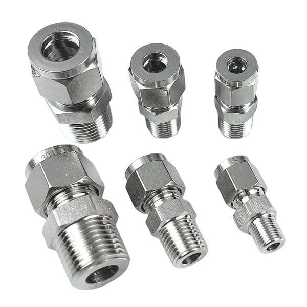 316 Stainless Steel Double Ferrule NPT Male Straight Compression Tube Fitting (High Pressure)