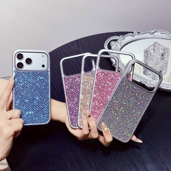 Glitter Bling Rhinestone Phone Case Luxury Electroplated Shockproof Back Cover For iPhone 17 16 15 14 Pro Max