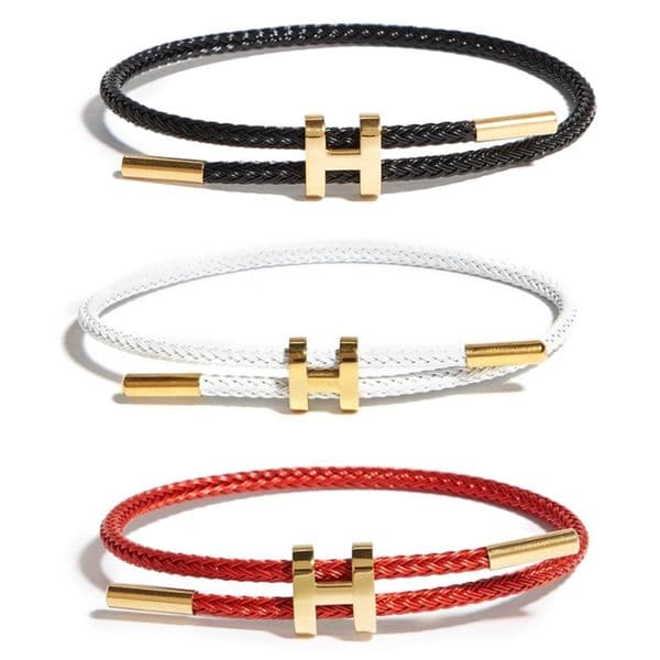 Braided Rope Bracelet for Women Men Classic Designer Cable Bracelet Stainless Steel Bangle Luxury Charm Bracelet Adjustable Multicolor Jewelry Gift