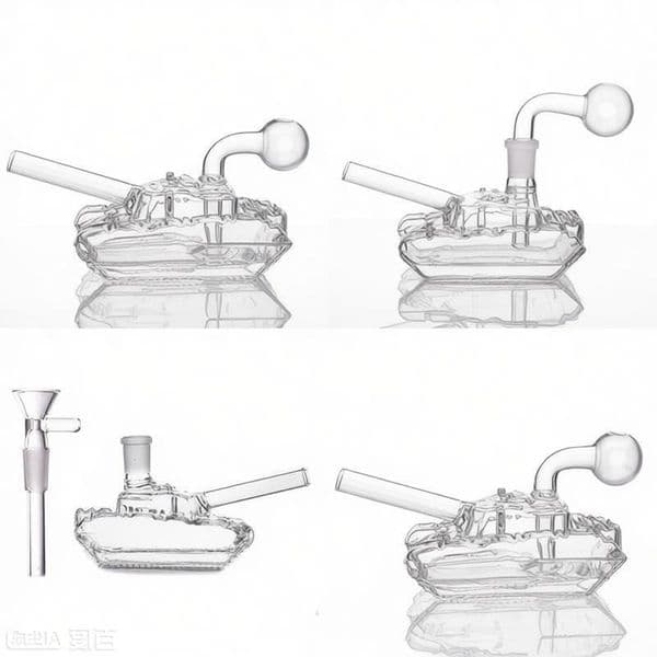 Mini Portable Tank Shape water tobacco bong 14mm Female Thick Glass Oil Burner Water Bubbler Pipe with Smoking banger bowl Accessories