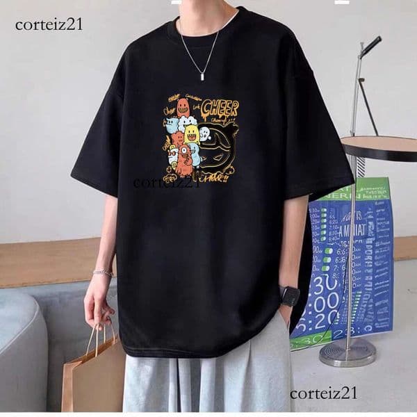 Trendy Outfit Heavyweight Pure Cotton Short Sleeve T-Shirt Men's Trendy Brand Printed Men's Top Casual Versatile Base Shirt Tee 9cb