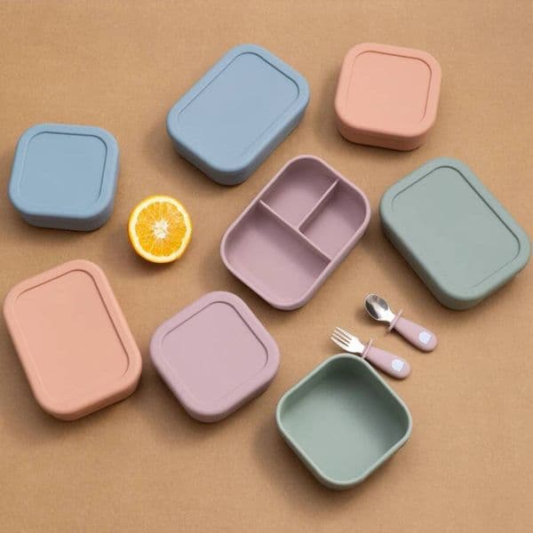Silicone Feeding Bwol Dishes Plate Children's Tableware Microwave Heating Fresh-Keeping Leakproof Lunch Box Baby Stuff ddmythur