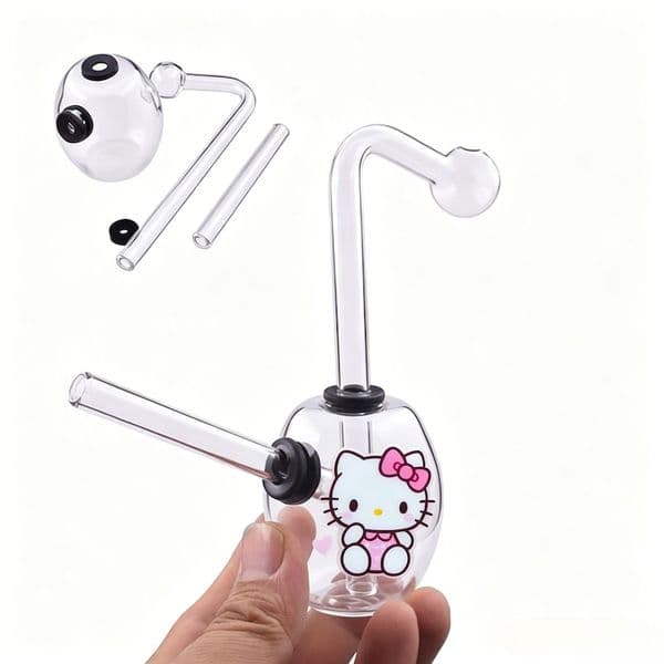 Wholesale Travel Cute Egg shape Mini Glass oil burner Bongs With Removale Glass banger Bowl small Bubbler Beaker Water Bong Pipes hookahs