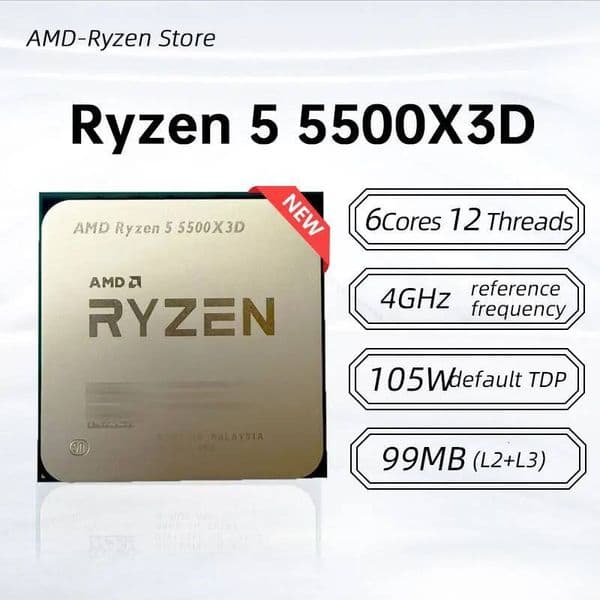NewAmd Ryzen 5 5500X3D 30 Ghz 6-Core 12-Thread Cpu Processor 7Nm L396M Socket Am4