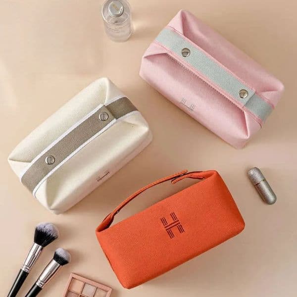 4 Color Toiletry Storage Tool Bag Canvas Waterproof Small Size Portable Makeup Bag Travel Portable Simple and Large Capacity Storage Bag