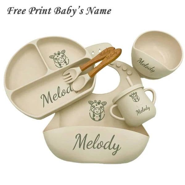 Silicone Feeding Set Customized For Children's Suction Bowl Plate Personalized Name Baby Dishes Toddler Tableware ddmythur