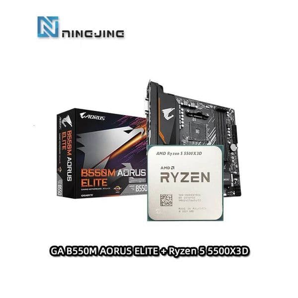 AMD R5 5500X3D Ryzen 5 5500X3D CPU GA B550M AORUS ELITE mATX AMD B550 Motherboard New Suit Combo Bundle DDR4 Socket AM4