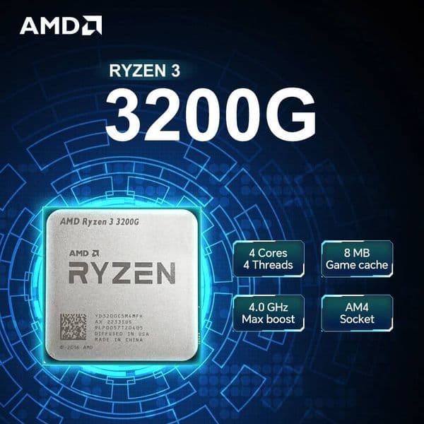 NEW AMD Ryzen 3 3200G 4-Core 4-Thread TDP 65W R3 3200G 40 GHz L34M 12NM Socket AM4 DDR4 Processor but No Fan