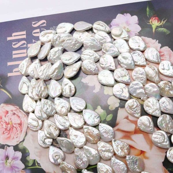 14-15mm Baroque Style Natural Freshwater Pearl Teardrop Shape Spacer Beads for Jewelry Making DIY Necklace Earrings Accessories